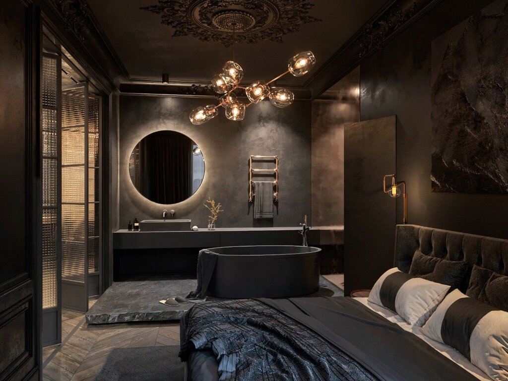 Interior in dark tones