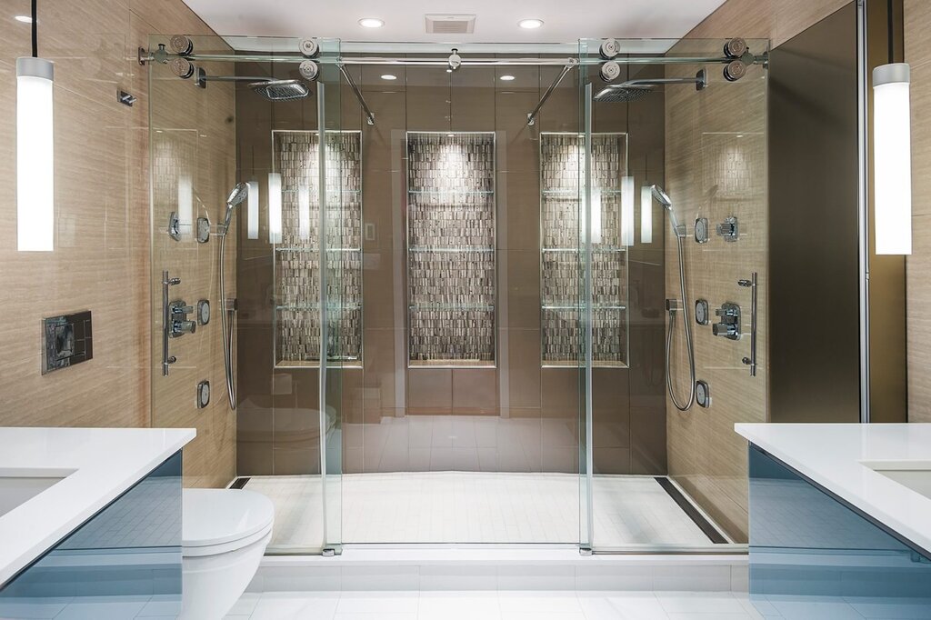 Bathroom interior with a shower