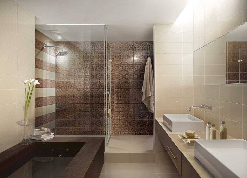 Bathroom interior with a shower tray