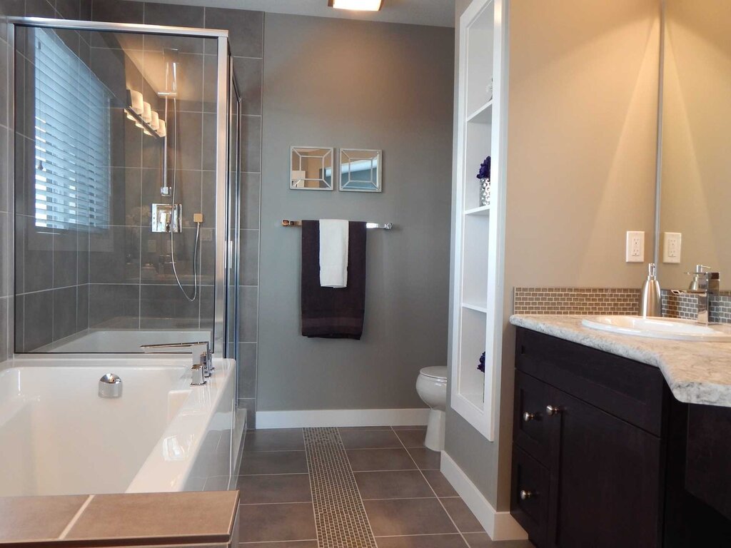 Bathroom interior with a shower cabin