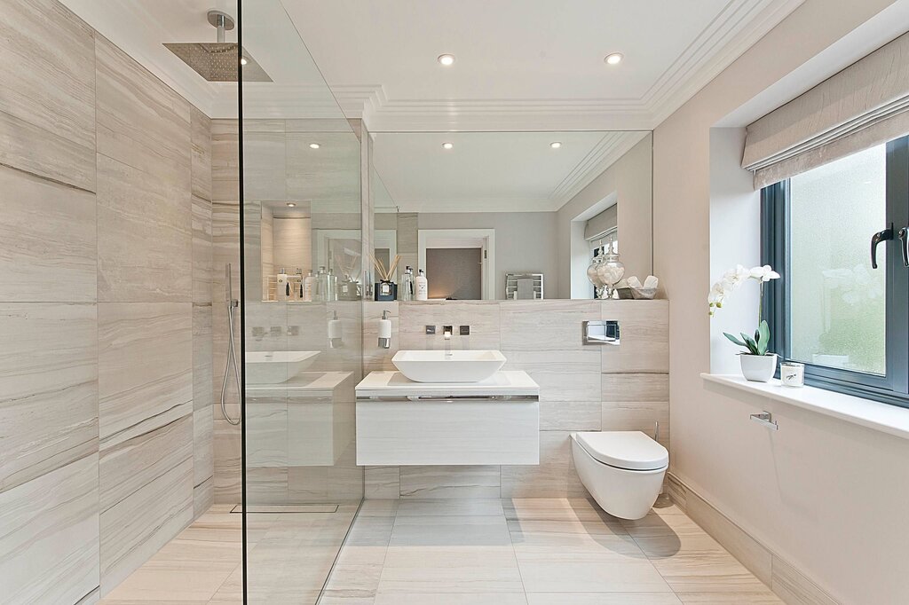 Bathroom interior in light colors