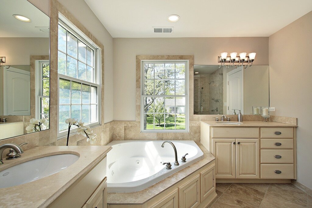 Bathroom interior with a window