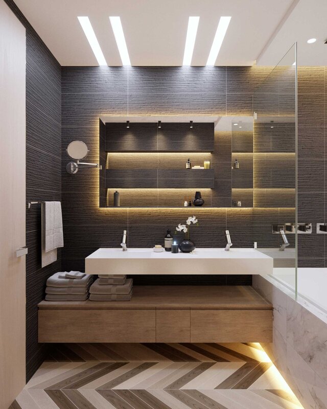 The interior of the bathroom in a modern style