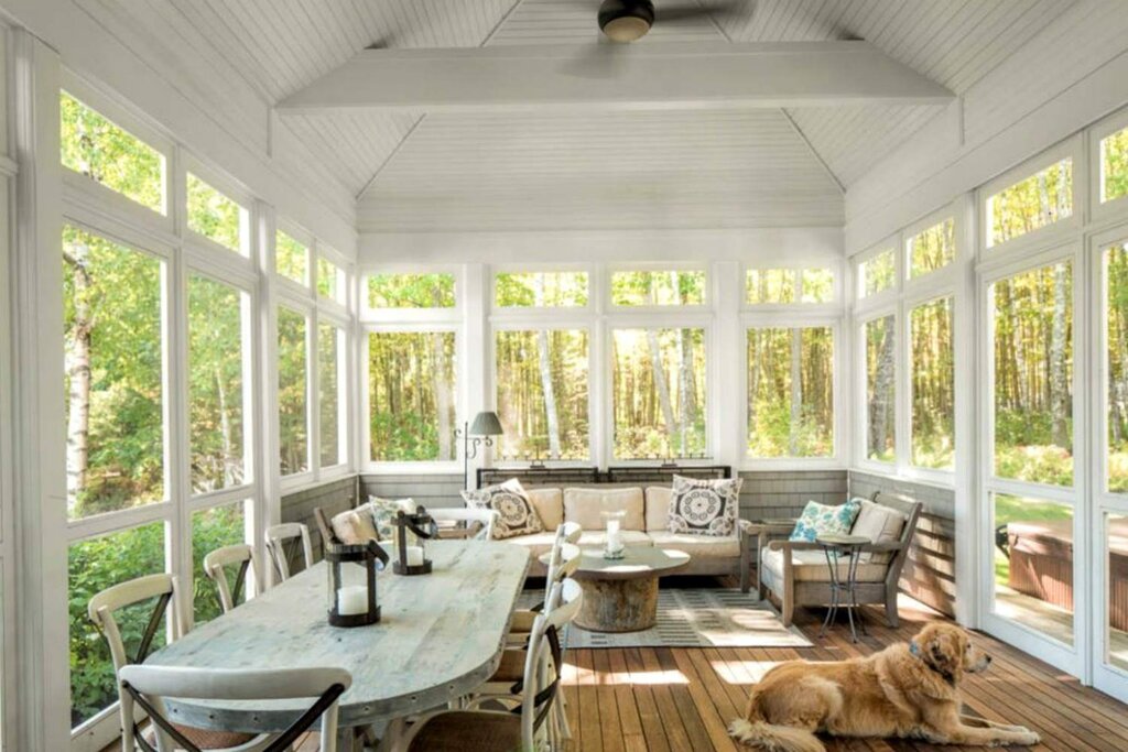 The interior of the veranda at the dacha