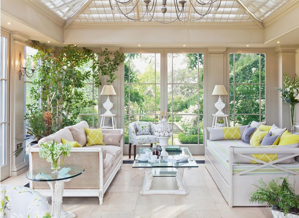 The interior of the veranda in the country house