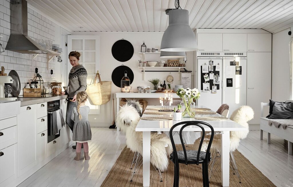 Interiors of country houses in Scandinavian style