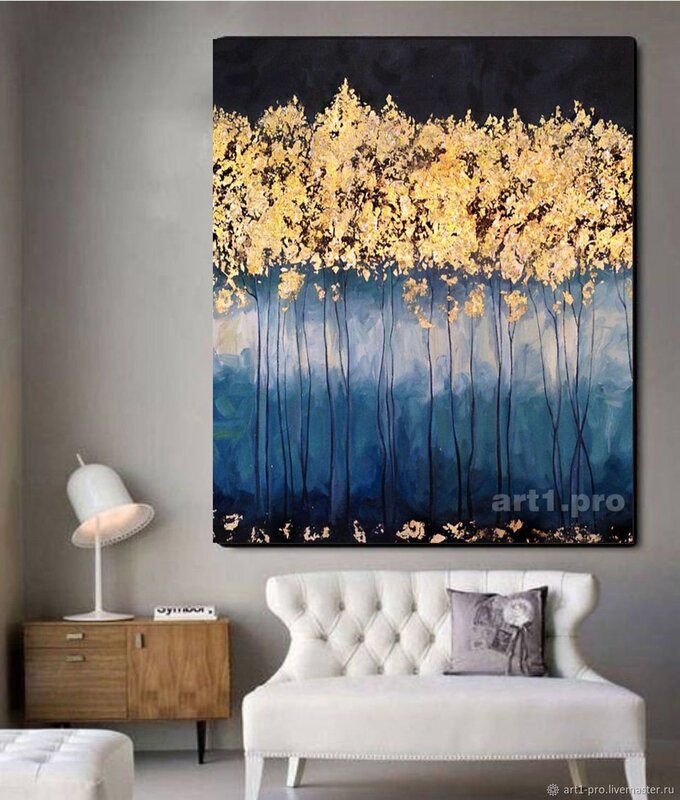 Interior painting of a golden forest