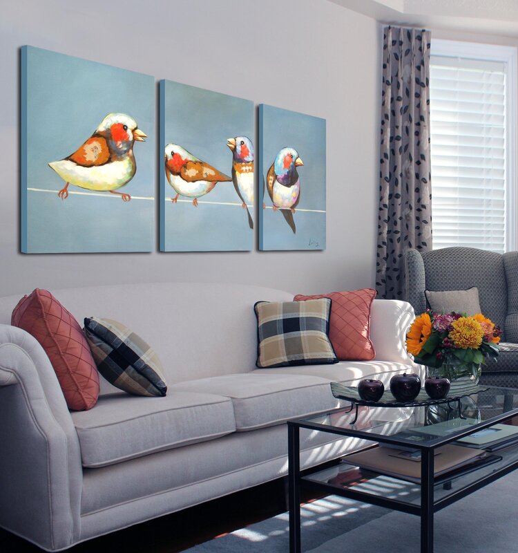 Interior paintings of birds