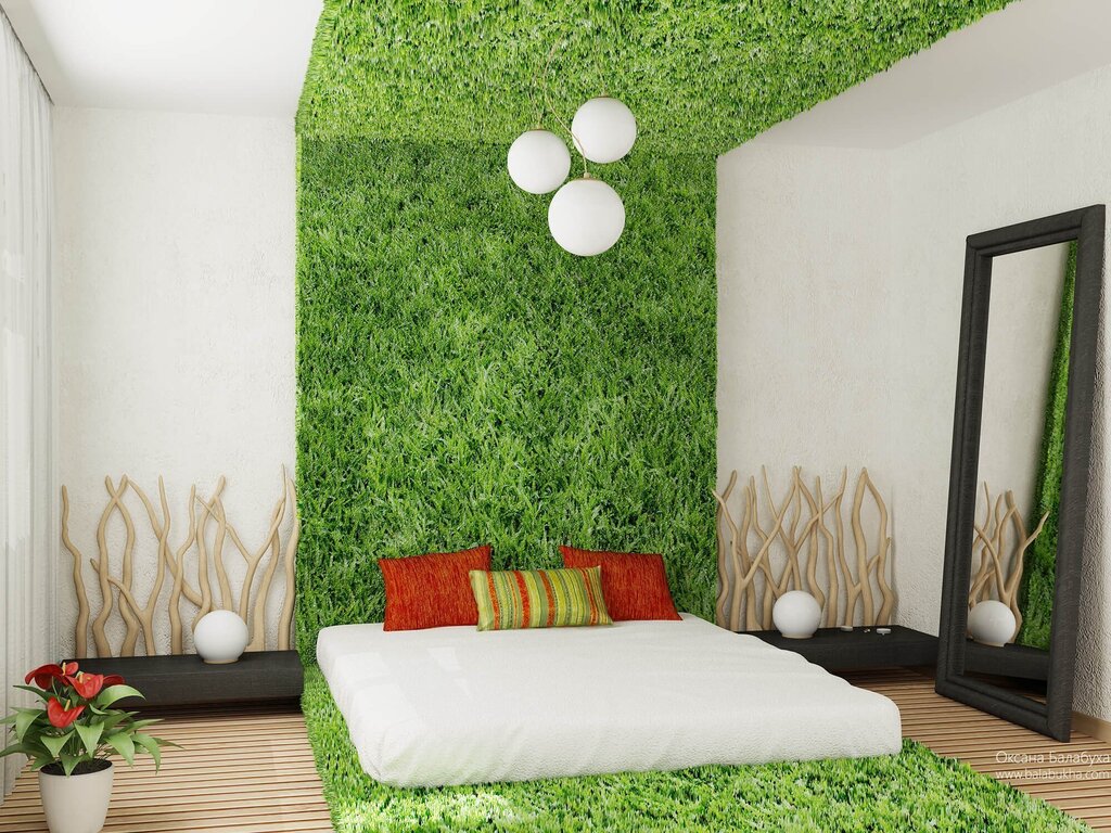 Artificial grass in the apartment