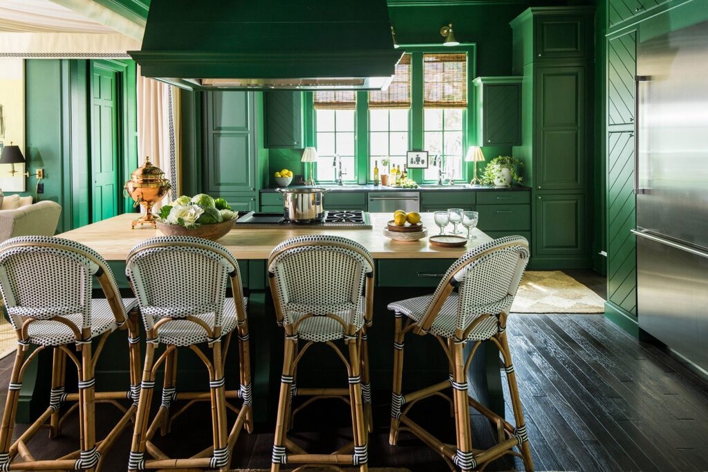 Emerald chairs in the kitchen