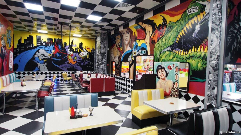 A café in pop art style