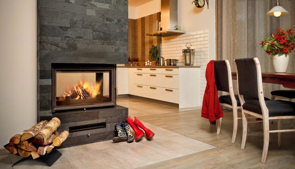 Wood-burning fireplace