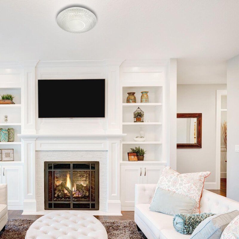 Fireplace and television on one wall