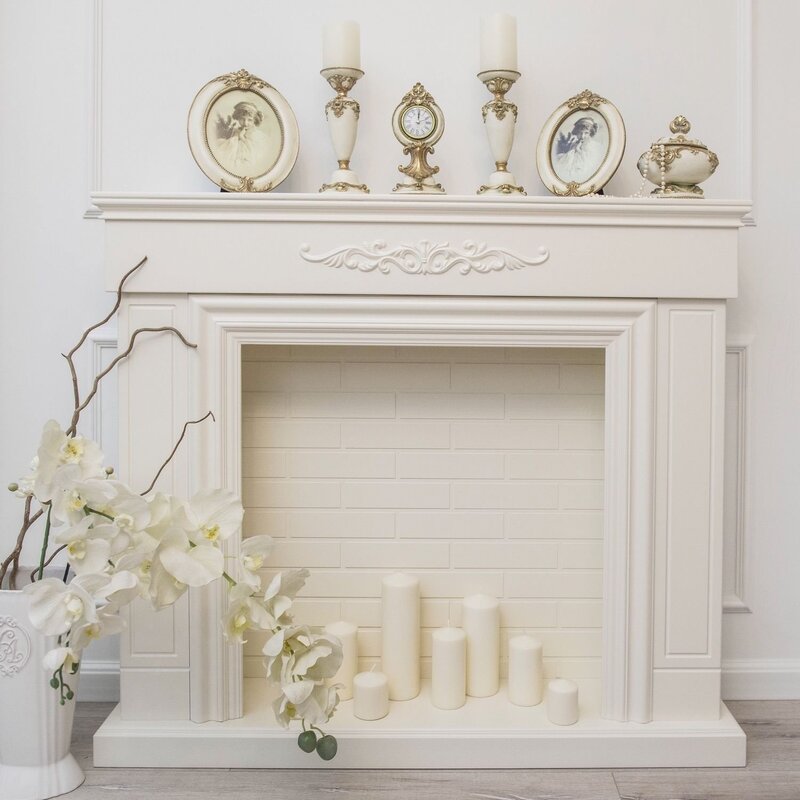 A fireplace made of plaster