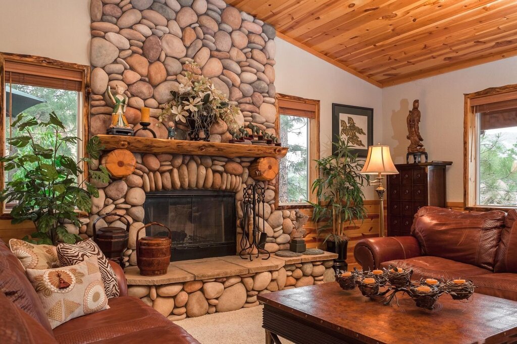 Fireplace made of natural stone