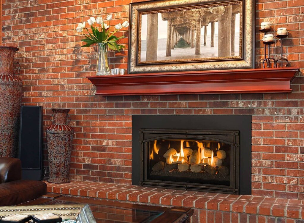 Brick corner fireplace 27 фото