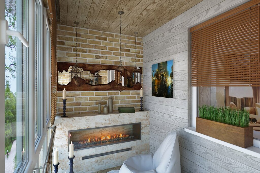 Fireplace on the balcony