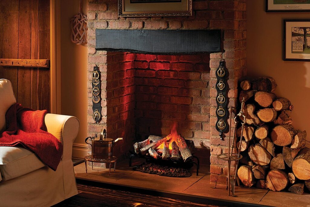 Wood-burning fireplace