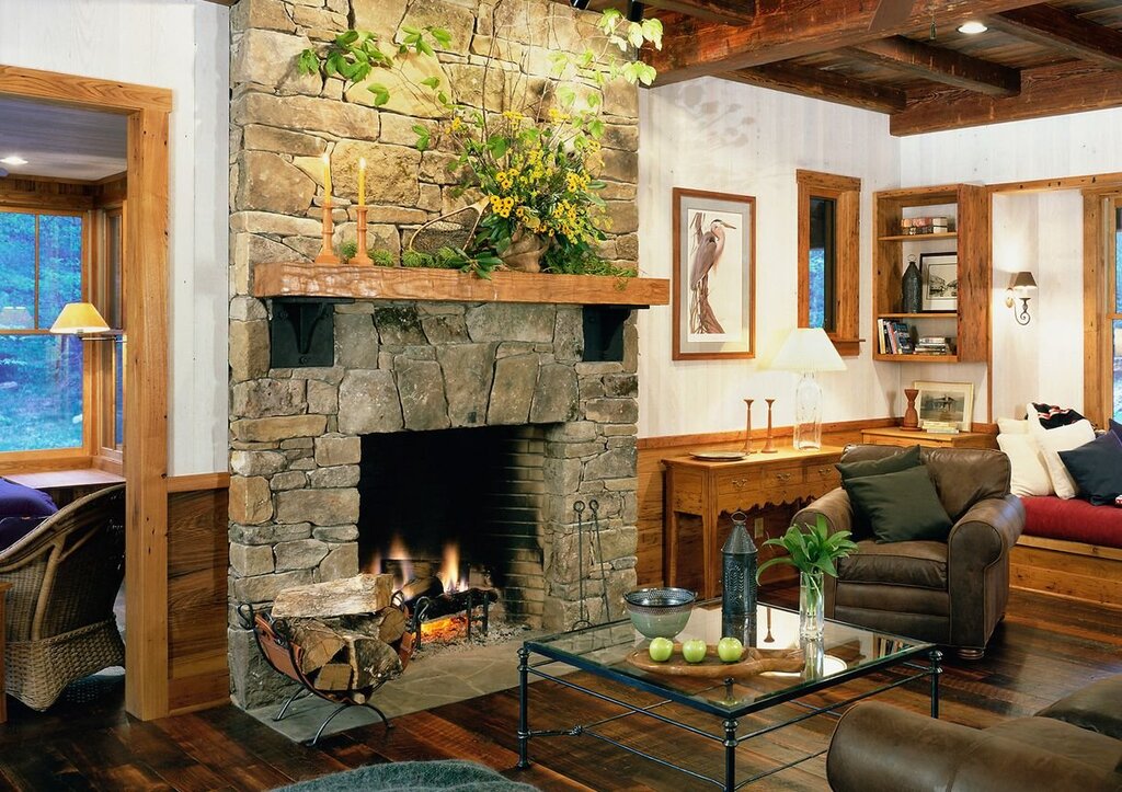 Rustic fireplace