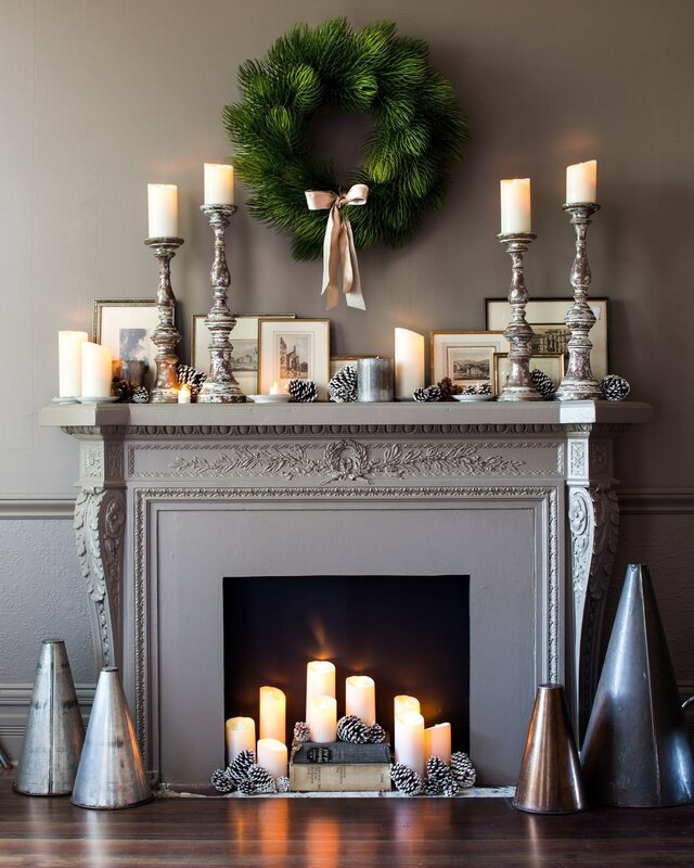 Fireplace with candles