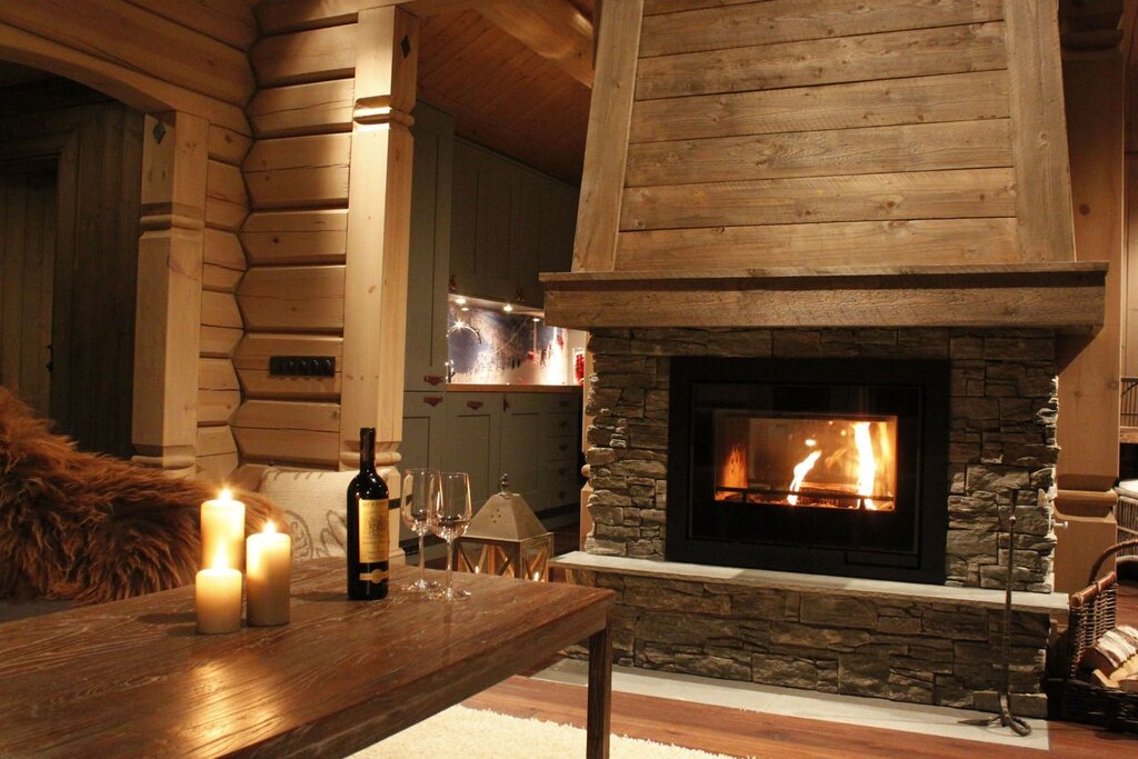 Fireplace in the sauna