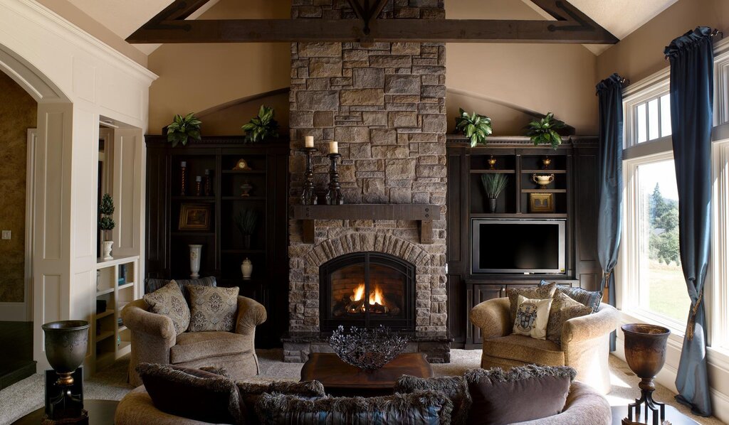 A fireplace in a private house