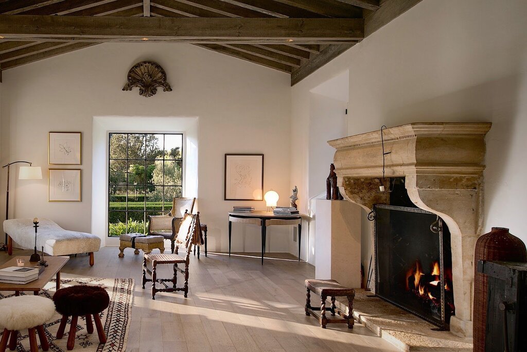 The fireplace in the old house