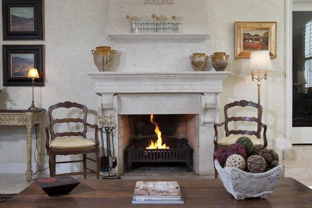 A fireplace in Provence style