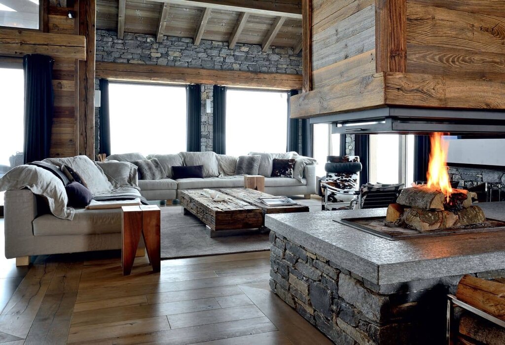 A chalet-style fireplace 20 фото