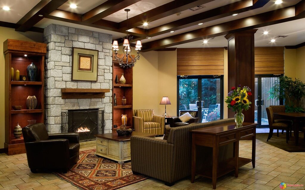 Fireplaces in the interior of a private house