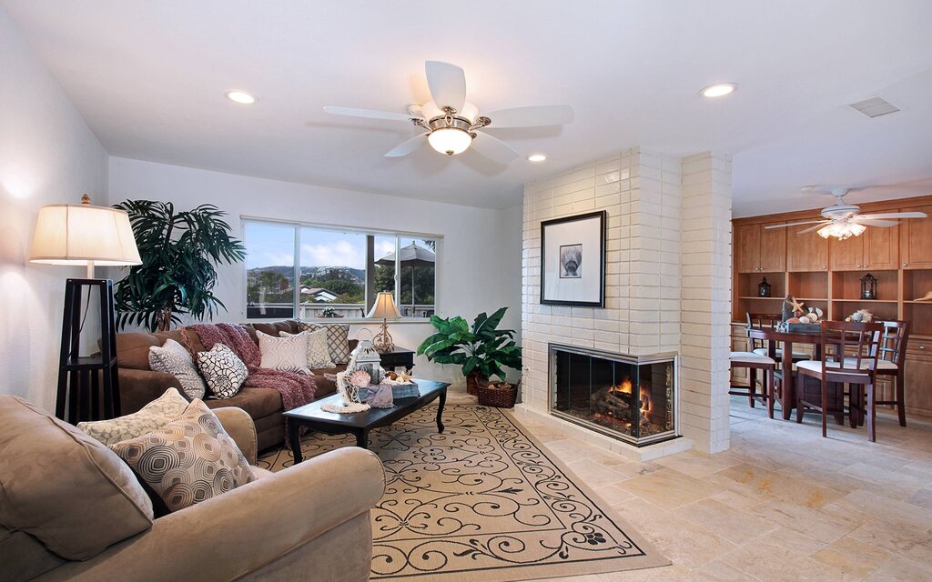 Fireplaces in the interior of a private house living room