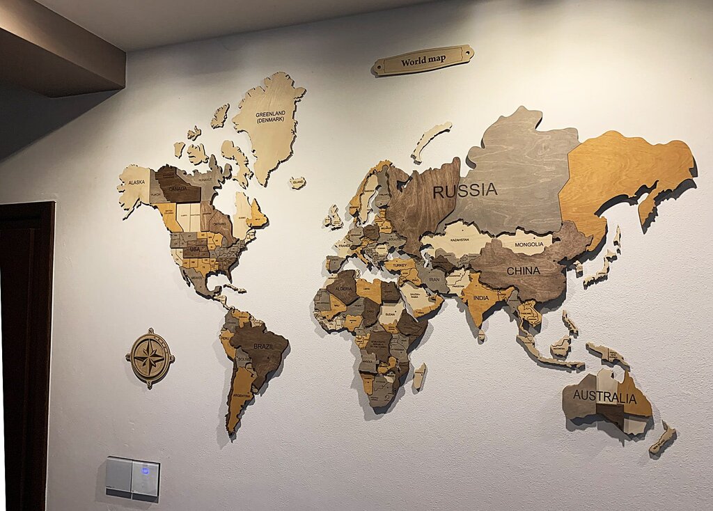 Wooden map on the wall