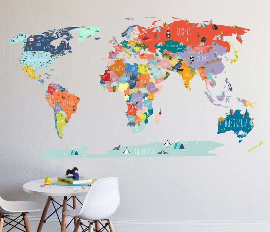 World map for children on the wall