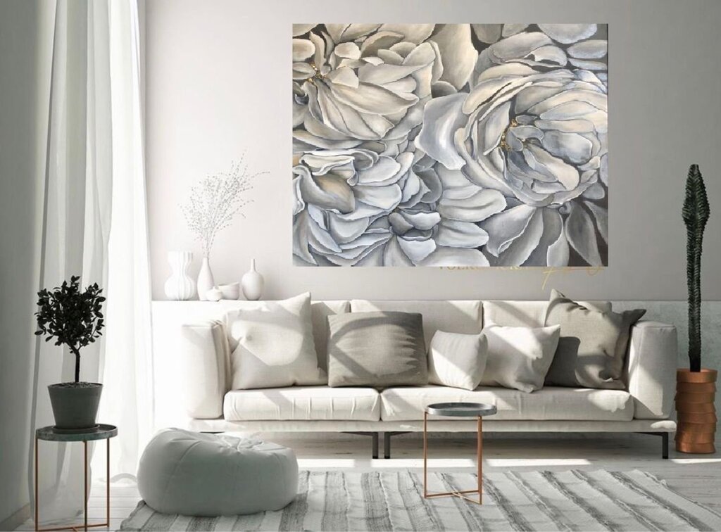 Paintings for the interior in gray tones