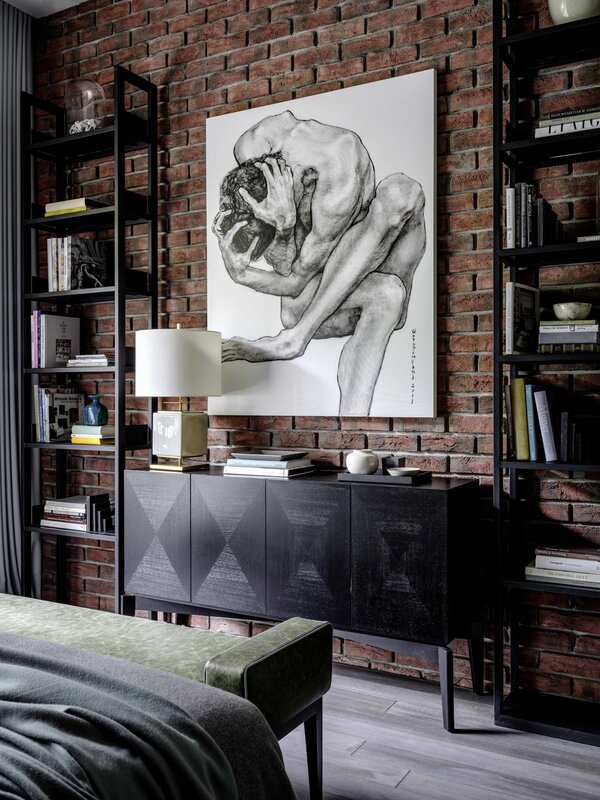 Paintings in a loft interior