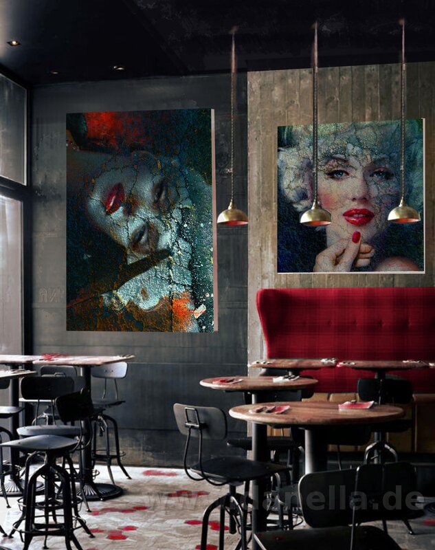 Paintings in the interior of the restaurant