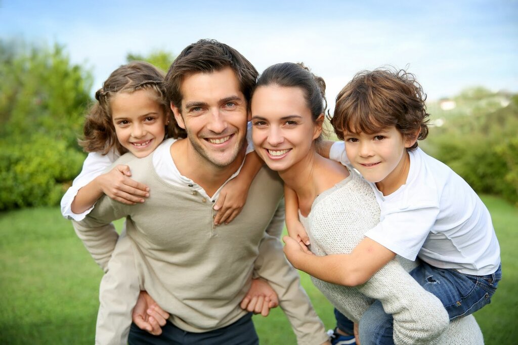 Pictures of a happy family with children