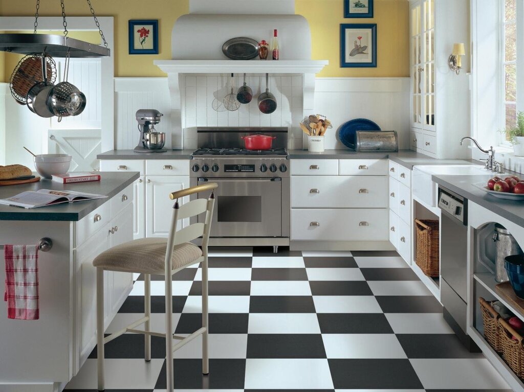 Ceramic floor tiles for the kitchen