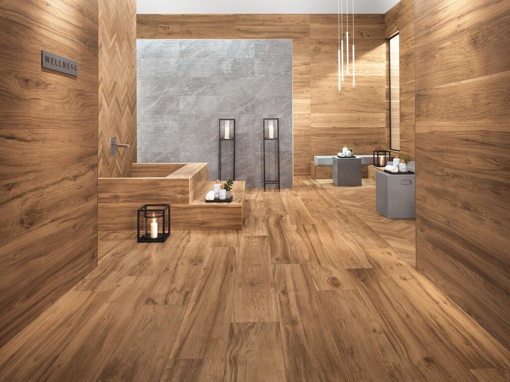 Porcelain stoneware for floor resembling wood