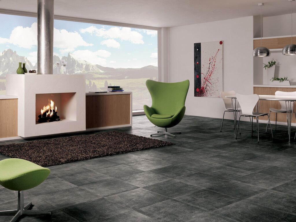 Porcelain stoneware for the living room