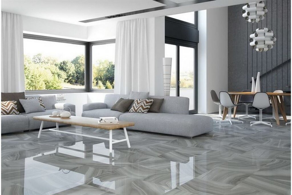 Porcelain stoneware for the living room floor