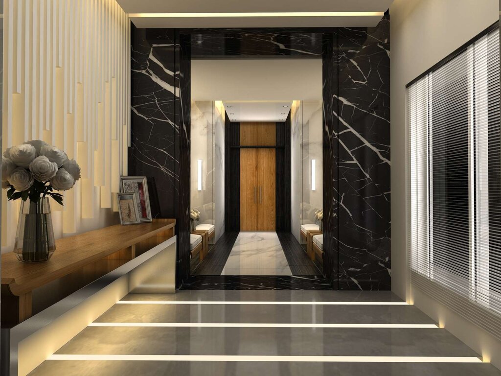 Porcelain stoneware in the hallway interior