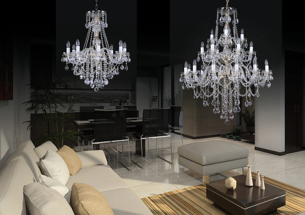 A crystal chandelier in the room