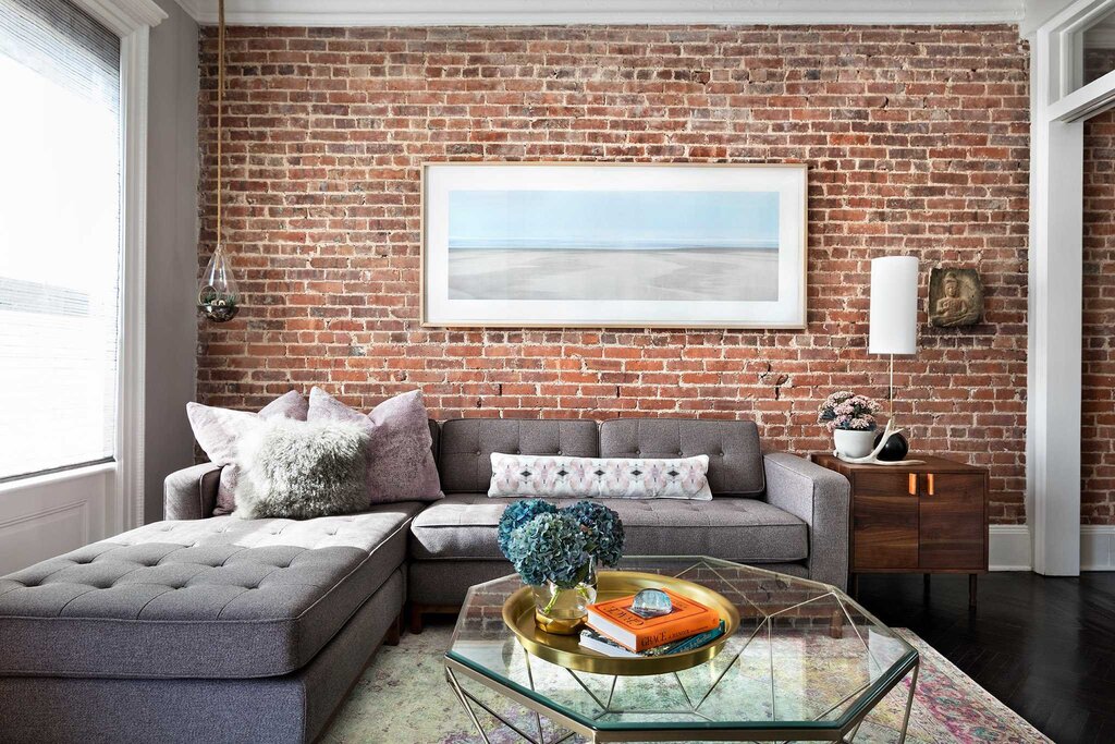 Brick in the living room interior