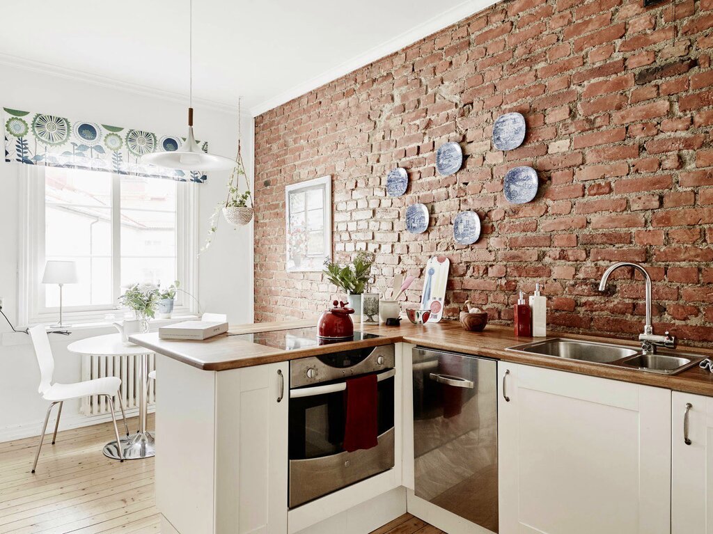 Brick in kitchen interior