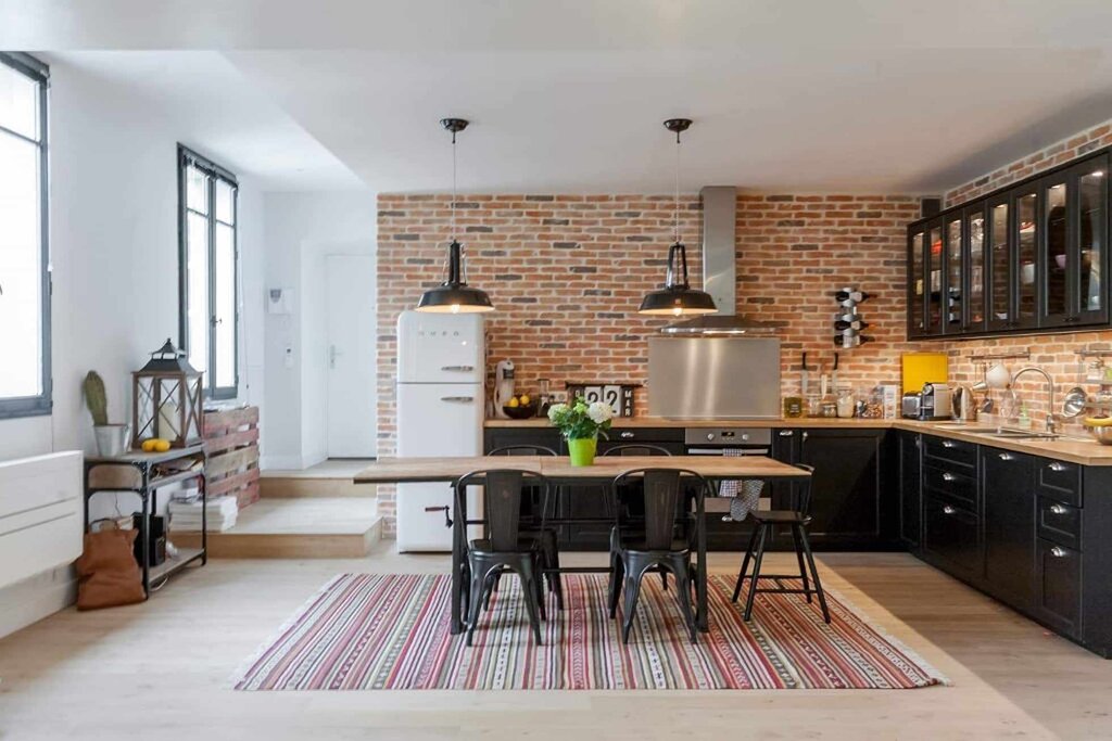 Brick wall in the kitchen