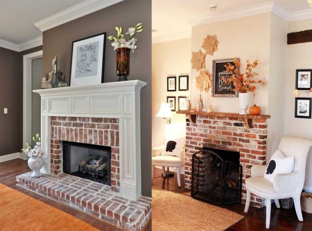 Classic brick fireplace 14 фото