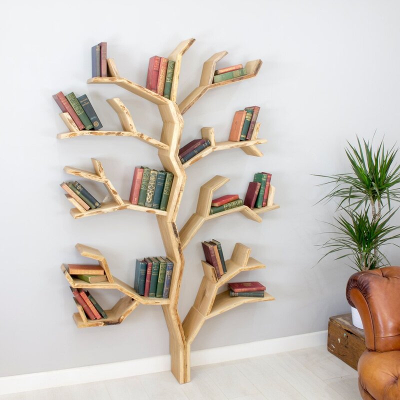 Wooden bookshelves