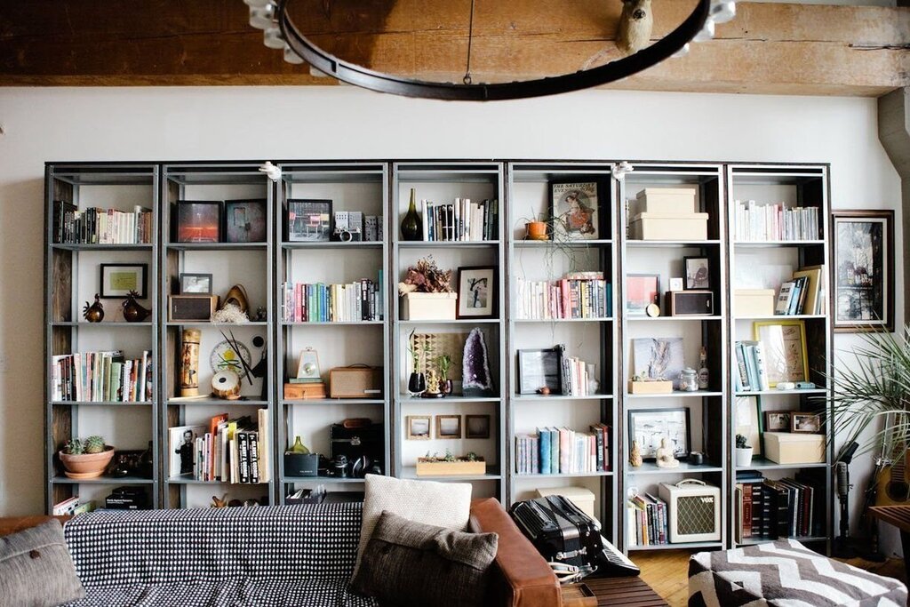 Bookshelves in loft style