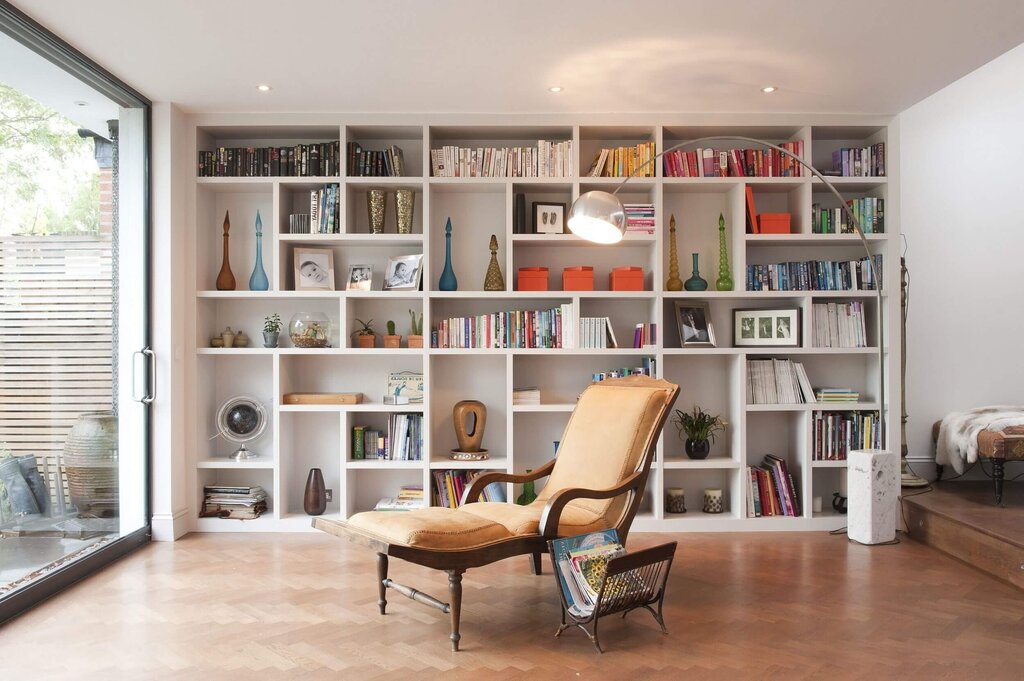 Bookshelves covering the entire wall